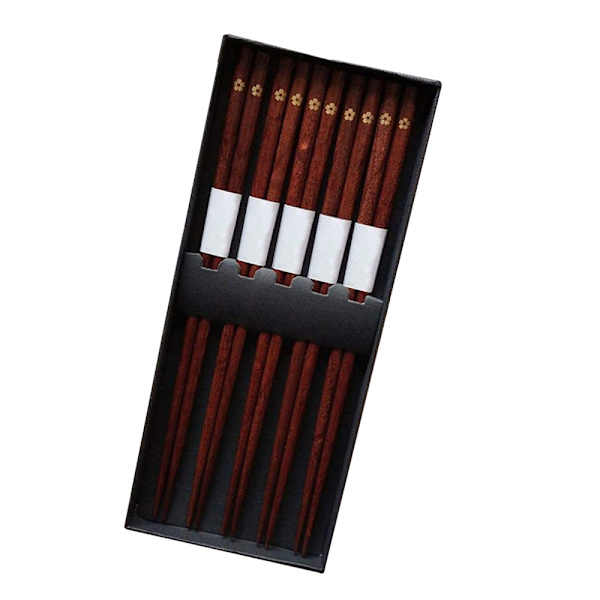 5 par Genanvendelige Opvaskemaskine Sikre Træ Chopsticks Sæt Chopsticks Skridsikre Naturlige Træ Chop Sticks