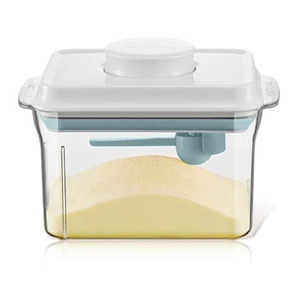 1000ML Lufttät mjölkpulverdispenser, Bärbar mjölkpulverlåda, Mjölkpulverbehållare med sked, Enhandsmanövrering,