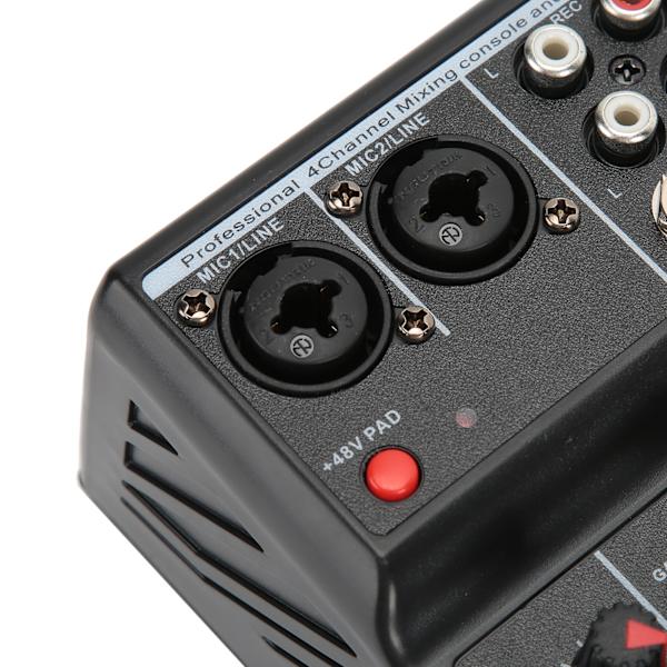 4-kanals Audio Mixer USB Stereo Mixing Console med Lydkort til Hjemmecomputer Scene 110V-240V US Stik