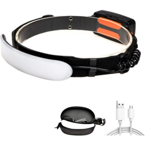 Pandelampe, 6000 Lumen Super Lys 230° Bred Stråle COB, 3 Lysindstillinger, Håndfri Lommelygte Justerbar Letvægts Vandtæt (Sort)， UNOIU