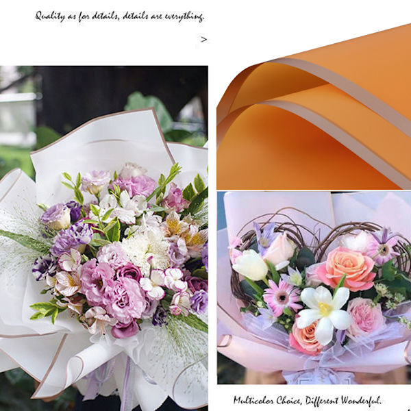 20 st Vattentät Blomsterinslagning Papper 58 * 58cm, Guld Kant Blomsterinslagning Papper,DIY Presentförpackning,