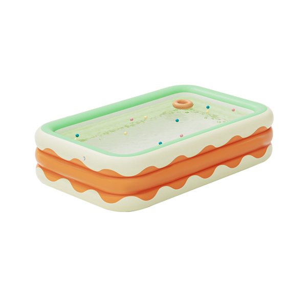 Oppustelig swimmingpool 3 lag foldbar PVC blæse swimmingpool til indendørs gårdhave orange 1,3 meter
