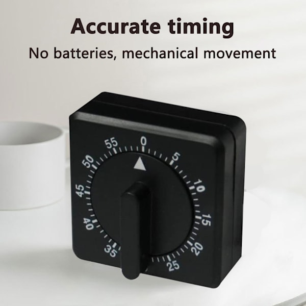 Timer Køkkenur med 80dB Alarm Lyd Nedtællingsur Hjemmebagning Madlavning Dampning Manuelt Ur Mekanisk Ur
