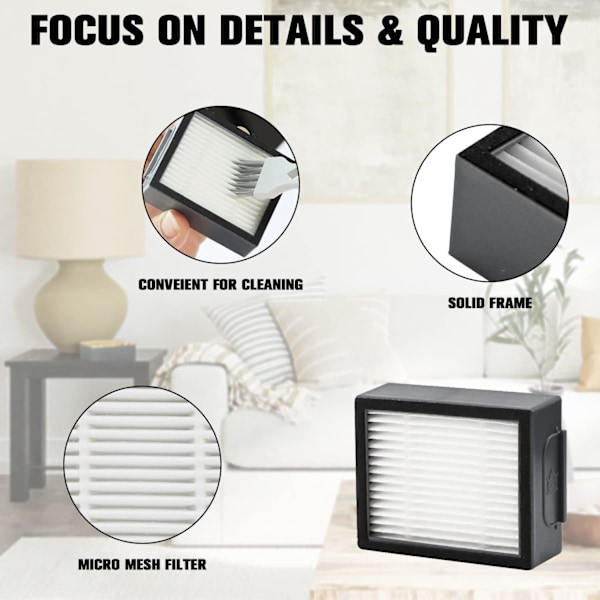 6-pak Roomba filter reservedele til iRobot Roomba i7 i7+/plus J7 J7+/Plus i3 i3+ i2 i2+ i1 i1+ i4 i6 i6+ i8 i8+ E5 E6 E7 I & J & E-serien