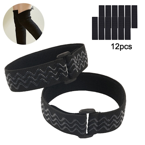 Støvle-stropper, 1 par kne-støvelstropper av elastisk justerbar belte, pluss ekstra 12/20 stk. selvklebende tape krok-klistremerker for å forhindre at de faller av