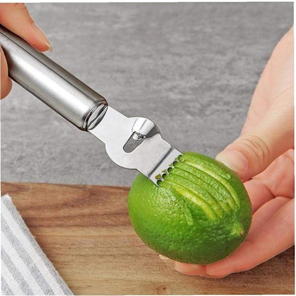 Citronskræller Citrusfrugtskræller Rivejern med Håndtag Rustfrit Stål Frugtrive Skrællekniv Multifunktionelt Køkkenredskab Bartilbehør