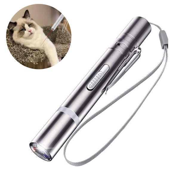 USB-laddningsbar ficklampa katt leksak lasermönster roliga kattpinnar katt leksak set interaktiva leksaker för katter