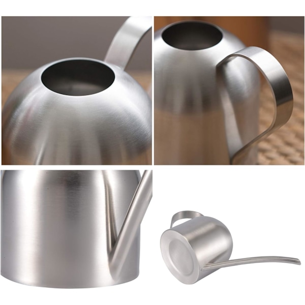 Arrosoir Plante en Acier Inoxydable Arrosoir Jardin Intérieur Métal Arrosoir à Longue Bouche Pot D'Arrosage Plein Air avec Bec pour Maison