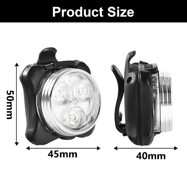 Polkupyörän LED-ajovalo silikonikuorella, USB-lataus, varoitusvalo takavalo setti, polkupyörän lisätarvikkeet (2 kpl)
