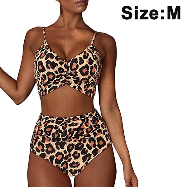 Kvinnors högmidjade bandage bikini set wrap tvådelad push up baddräkter korsmönster dam badkläder
