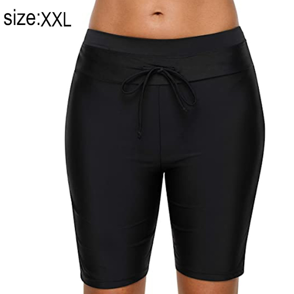 Dames Lange Boardshorts Højtaljet Badebukser Solid Jammer Badebukser - Sort