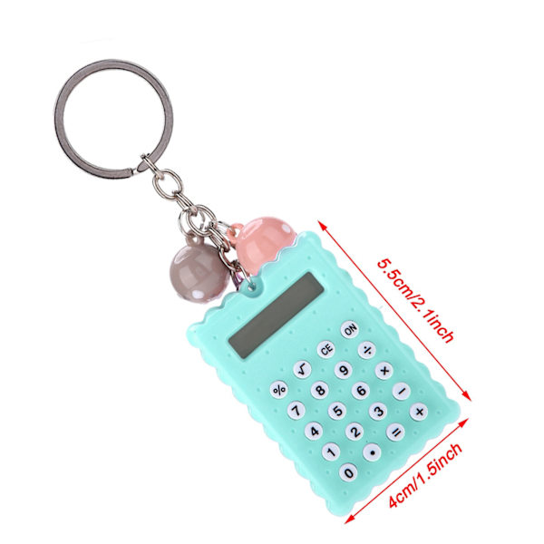 Grøn Mini Bærbar Sød Kiks Stil Nøglering Lommeregner Candy Farve Lommeregner