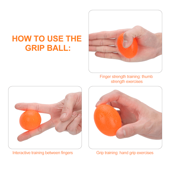 5 st Silikon Handgrepp Boll Handled Träning Styrketräning Massage Greppförstärkare Orange (20 grader) Äggform (Oval)