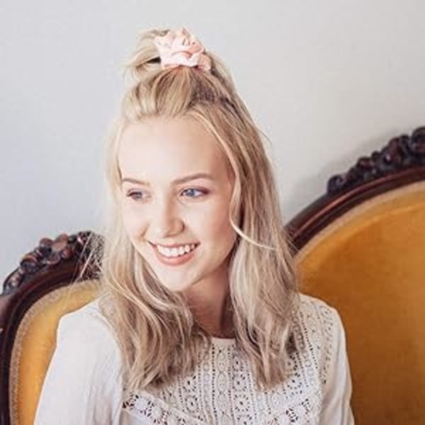 Satinscrunchies, mjukare än siden, hårscrunchies för att förhindra frissighet, satinhårband för att förhindra brott och skonsam stilbevarande, 5