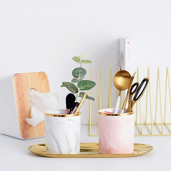 Makeup Børsteholder Rejsebørste Etui Taske Kop Opbevaring Støvtæt med Guld kant penholder skrivebord makeup børste eyeliner øjenbryn blyant opbevaring
