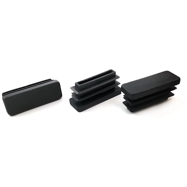 20 stk. rektangulære sorte plastik endestykker til bordben stolrør (38 mm x 13 mm)
