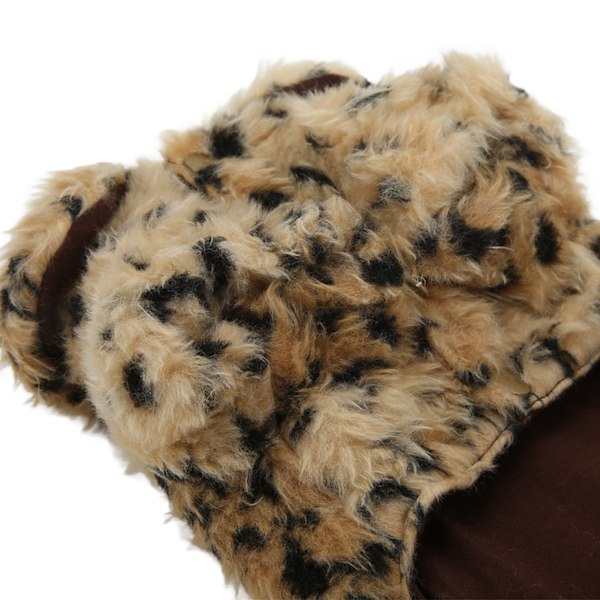 Kæledyrs Leopard Print Kappe Sød Retro Stilfuld Hvalpe Plysjakke til Efterår og Vinter