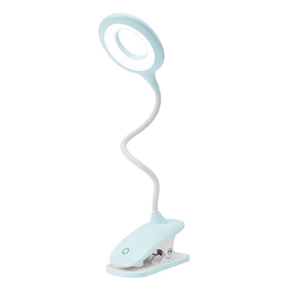 LED Clip-on Leselampe Dimbar Øyebeskyttelse Bordlampe Farge blå