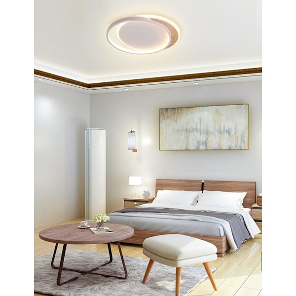Puinen LED-kattovalaisin, 40 cm Lastenhuoneen kattovalaisin Himmennettävä LED-kattovalaisin kaukosäätimellä 3000K-6000K, Pyöreä makuuhuoneen valaisin