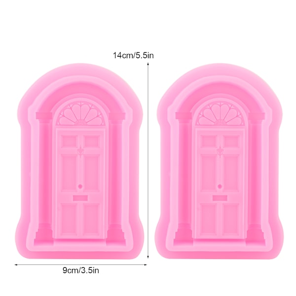 2 stk. DIY Dør Vindue Silikoneform Kage Fondant Cookie Form Dekorations Bageværktøj, Pink