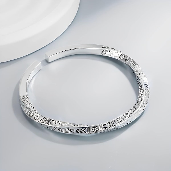 Sterling Silver Bangle Armband för Kvinnor, Handgjorda Mode Armband Smycken