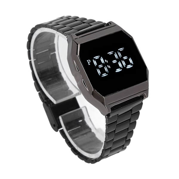 LED-klocka för student Tetragonum Digital Sports Watch med fällbart spänne Alarm Timing Nattljusfunktion för dagligt bruk Svart
