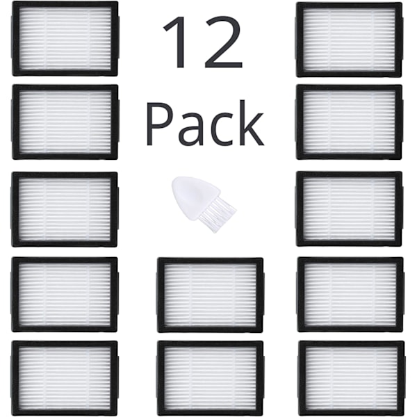 Pakke med 12 udskiftnings HEPA-filtre kompatible med iRobot Roomba evo, i,e,j serien E5 E6 E7 i1 i3 i4 i5 i6 i7 i8 j7 og alle Plus version robotter