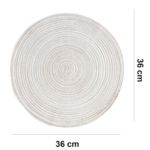 Set med 6 runda vävda placemattor, inomhus och utomhus flätade placemattor för bröllopsfester, familjesammankomster