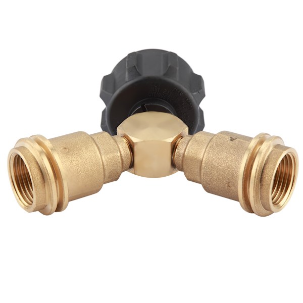 Tank Gas Propane Y-splitter Tee Adapter Connector Valve för Utomhus BBQ Cylinder