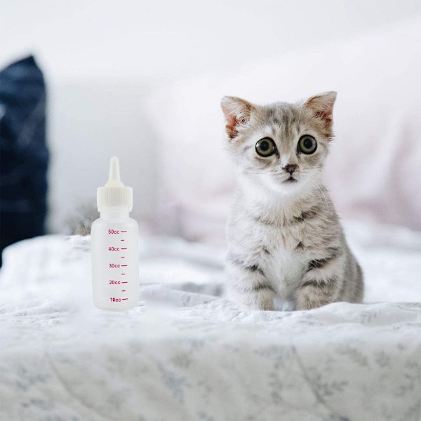 6 stk. 50 ml Sutteflaske til Baby Kæledyr - Små Dyr/Katte/Hunde/Hvalpe/Killinger