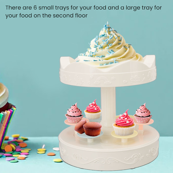 Roterande efterrättsmaskin Automatisk roterande dubbelskikts efterrättsdisplayställ Cupcake-displayplatta