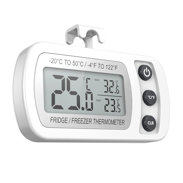 Vandtæt Køleskabstermometer, Digitalt Fryserumstermometer, Max/Min Registreringsfunktion Stor LCD-Skærm og Magnetisk Bagside til Køkken