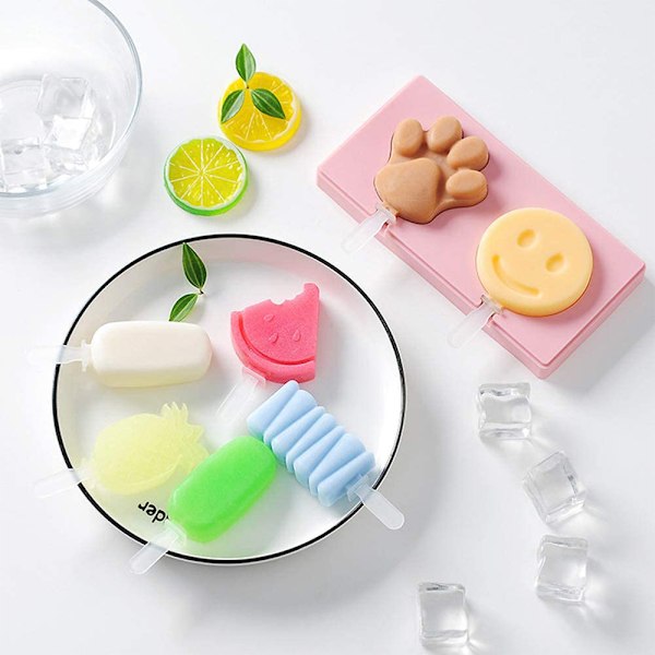 Isform, Isforme Popsicle Form Sæt, med låg, let at fjerne, silikone, DIY, med 12 stk. plastikpinde