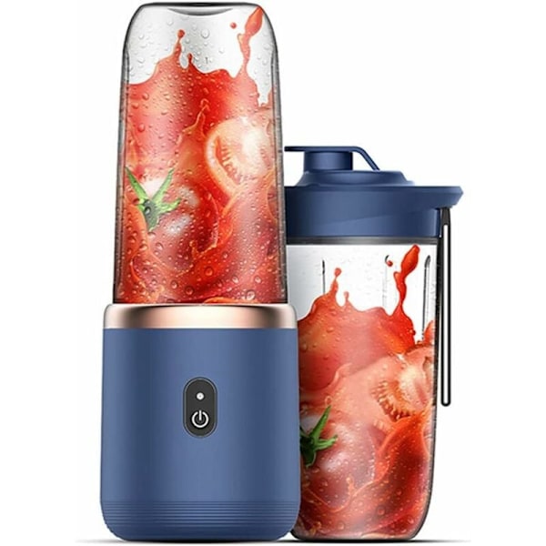 400 ml:n pieni kannettava hedelmätehosekoitin, jossa on 6 ruostumattomasta teräksestä valmistettua terää, henkilökohtainen tehosekoitin vihannesten smoothieille ja pirtelöille, USB-ladattava sähkötehosekoitin +