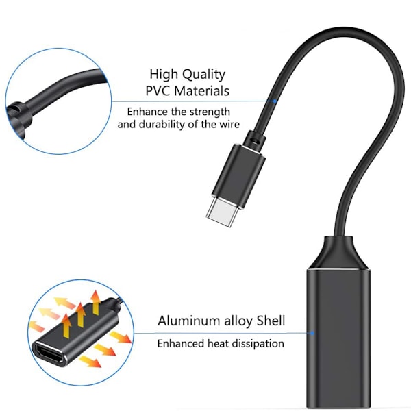 USB C til HDMI Adapter, 4K Type-C til HDMI Adapter (Thunderbolt 3 Kompatibel) med Video Audio Output til MacBook Pro 2019/2018/2017, Note 9/S9/Note