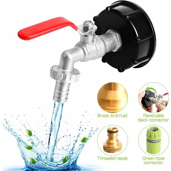 IBC Tank Adapter 1/2\" IBC Connector IBC Regnvandsopsamler Vandhane Messing Vandhanetilslutning S60X6 Tank Vandhane 1000L Tank Adapter