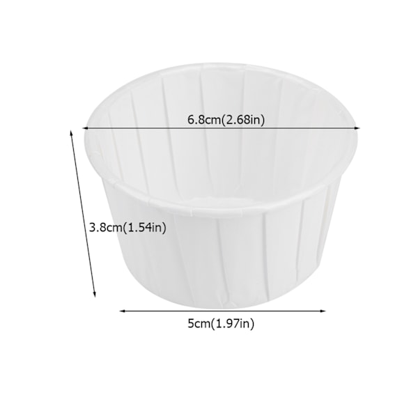 100 stk. Mini Cupcake Forme Papir Runde Kagebageforme Muffin Cases Hjemmefest Bryllup, Hvid
