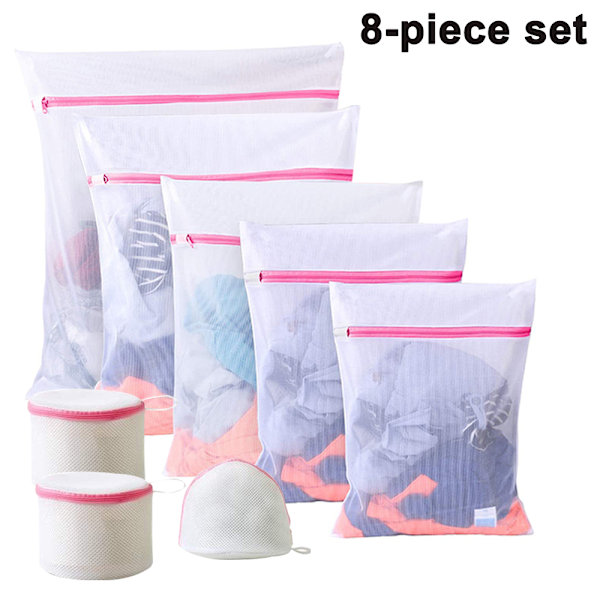 8 stk. vaskeposer i netting for delikate plagg med premium glidelås, reiseoppbevaringspose, klesvaskeposer for vask, bluse, BH, strømper,