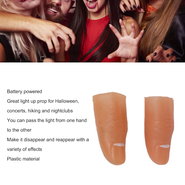 5 Par Fingerljus med Tumme för Vuxna Batteridrivna LED-Ljus Enkel Användning Falska Fingerljus för Halloween Vit