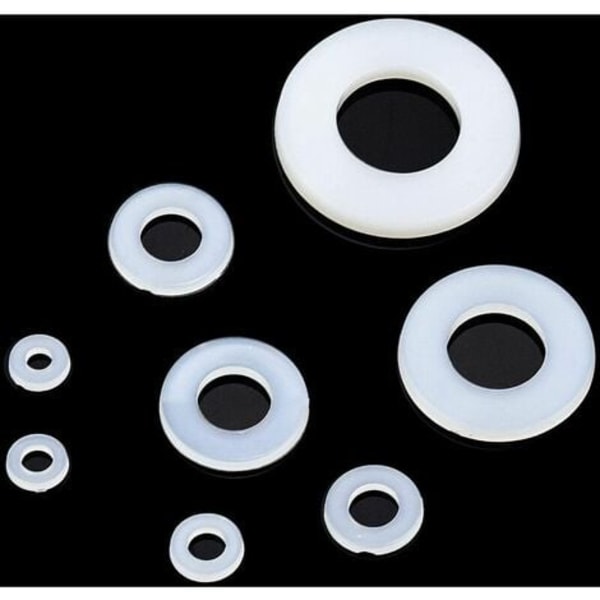 Hvide nylon flade skiver 500-dele sæt 2M2.5M3M4M5M6M8M10