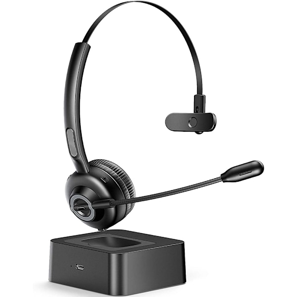 Bluetooth-headset, trådlöst V5.0-headset med bommikrofon, lämpligt för mobiltelefon/surfplatta/dator, handsfree-headset över huvudet för samtal