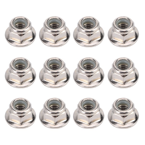 12 stk. skridsikre dæk 4 mm låsemøtrik til Axial Traxxas TRX4 TRX6 SCX10 1/10 RC modelbil (sølv)