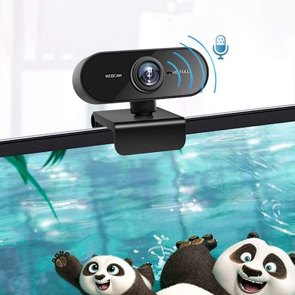 Webbkamera med mikrofon, Full HD 1080P webbkamera videokamera för datorer PC bärbar dator stationär dator, USB Plug and Play, konferensstudie, möte, videosamtal