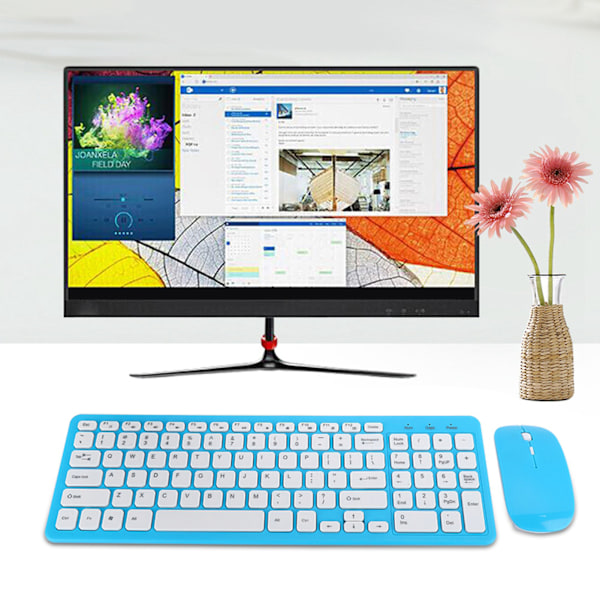 Blåt Trådløst Mus og Tastatur Sæt Kontor Gaming til Notebook Computer 3-Hastigheds Mikro Receiver