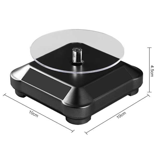 Solcelled Display Stativ Drejeskive, Batteri Dobbelt Brugt Roterende Display til Smykker Spinner Ur Hobby Samling Hylde