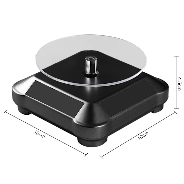 Solcelled Displaystativ Dreieskive, Batteri Dobbelt Brukt Roterende Display for Smykker Spinner Klokker Hobby Samling Hylle