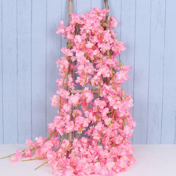 1.8m 256 Simulerte Kunstige Sakura Blomster Girlander Hengende Ranker for Vår Hjem Rom Bryllupsfest Dekor