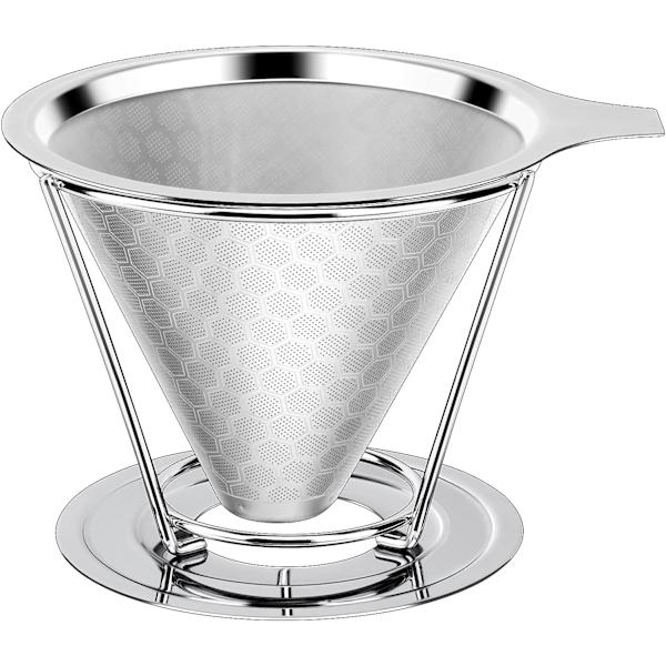 Genanvendelige kaffefiltre, permanent filter i rustfrit stål | Præcisionsfilterholder med dobbelt lag | Manuelt kaffefilter | Kaffedrypper