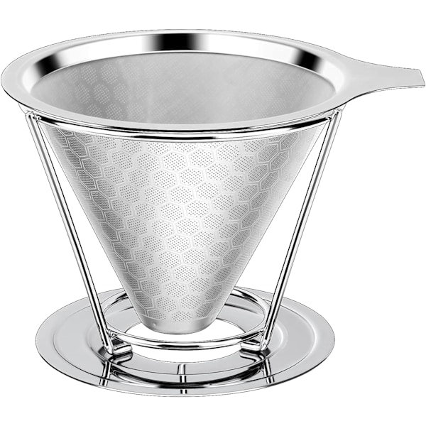 Gjenbrukbare kaffefiltre, permanent filter i rustfritt stål | Presisjonsfilter med dobbelt lag | Håndholdt kaffefilter | Kaffetrakter