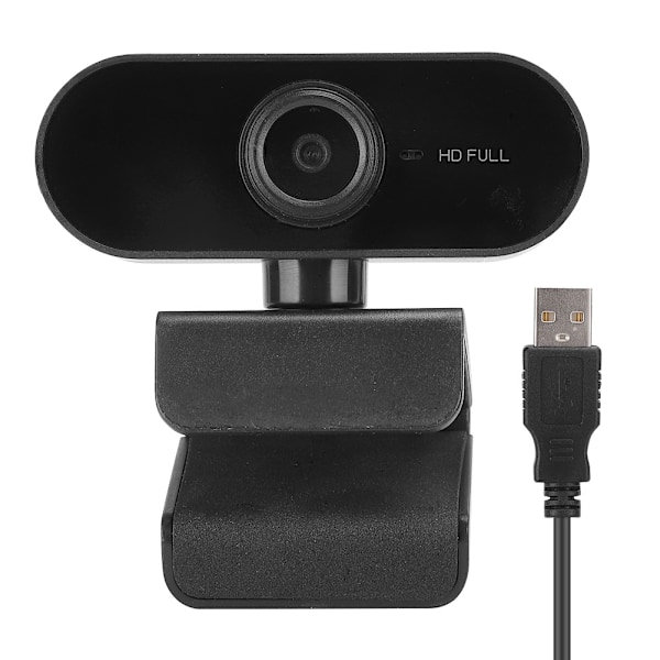 1080P Computerkamera med Mikrofon Desktop USB Webcam Gratis Driver til Videoopkald (Sort)